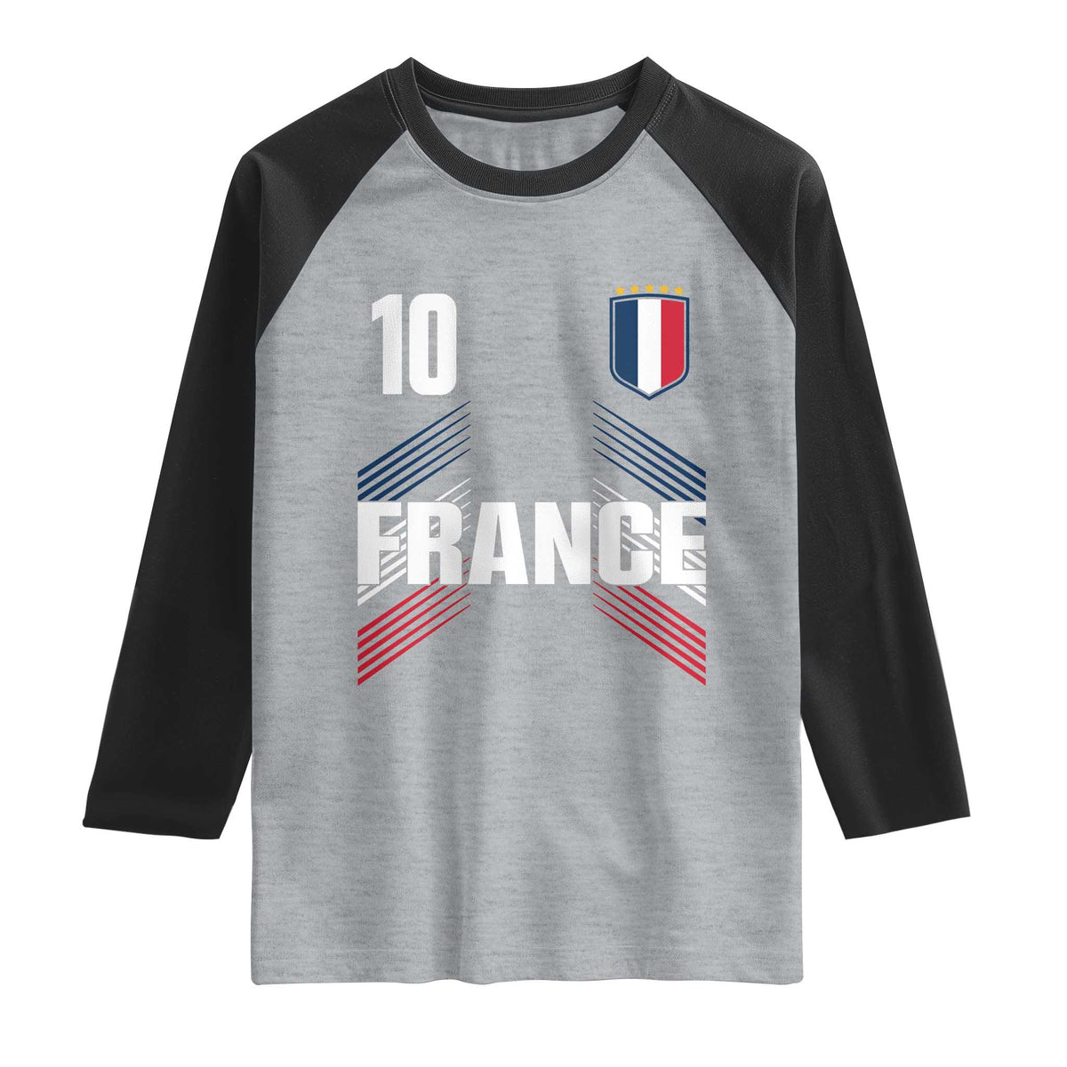 France Soccer Sports Graphic Number 10 Jersey Style Raglan Shirt Proud French Football Fans Game Day Pride