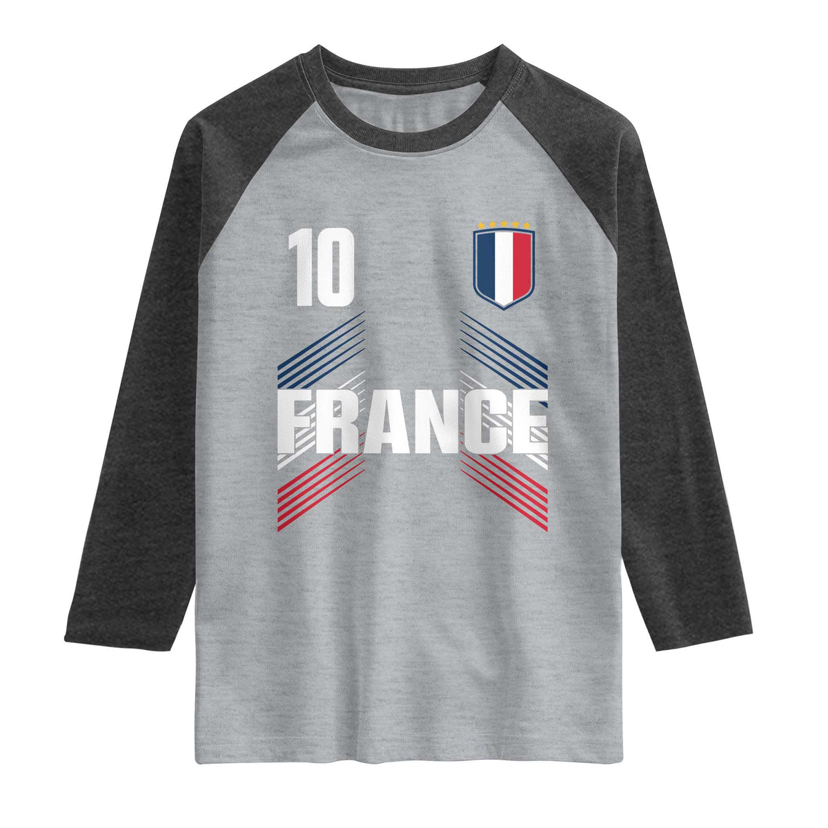France Soccer Sports Graphic Number 10 Jersey Style Raglan Shirt Proud French Football Fans Game Day Pride
