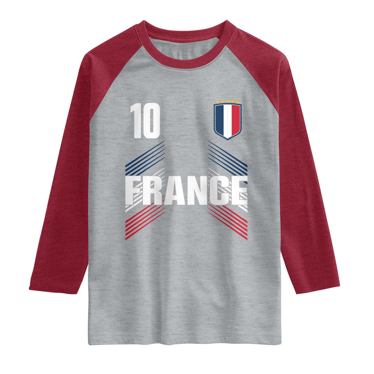 France Soccer Sports Graphic Number 10 Jersey Style Raglan Shirt Proud French Football Fans Game Day Pride