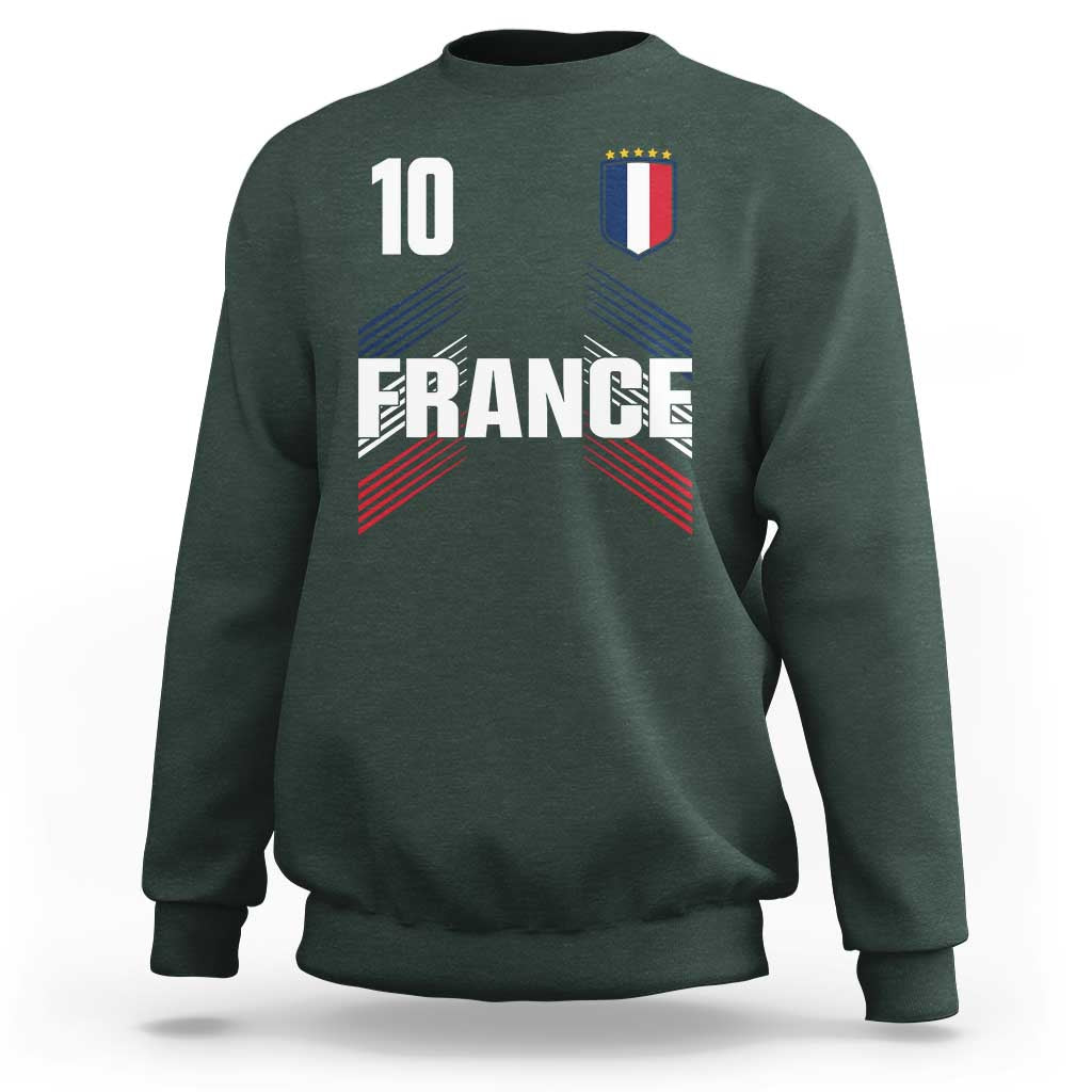 France Soccer Sports Graphic Number 10 Jersey Style Sweatshirt Proud French Football Fans Game Day Pride