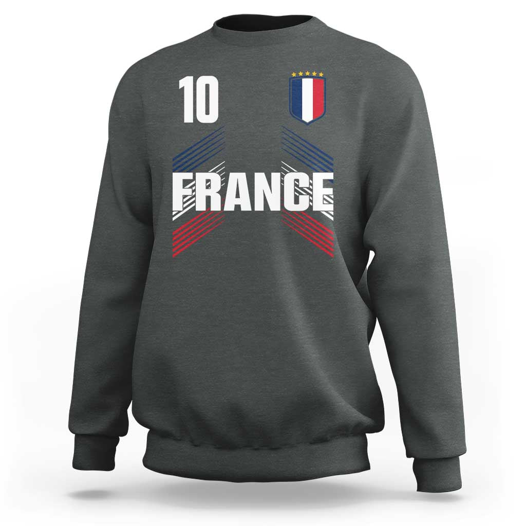 France Soccer Sports Graphic Number 10 Jersey Style Sweatshirt Proud French Football Fans Game Day Pride