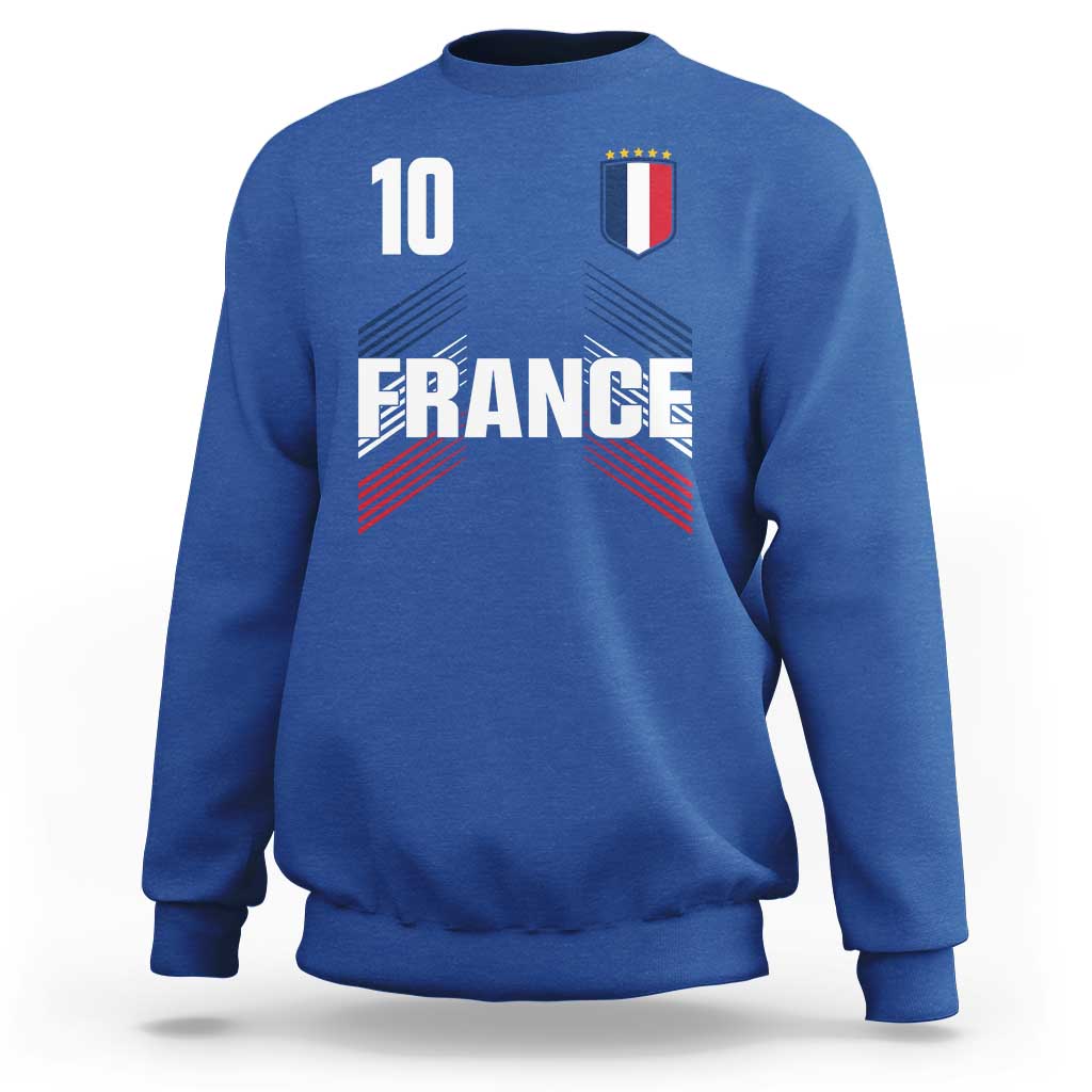 France Soccer Sports Graphic Number 10 Jersey Style Sweatshirt Proud French Football Fans Game Day Pride