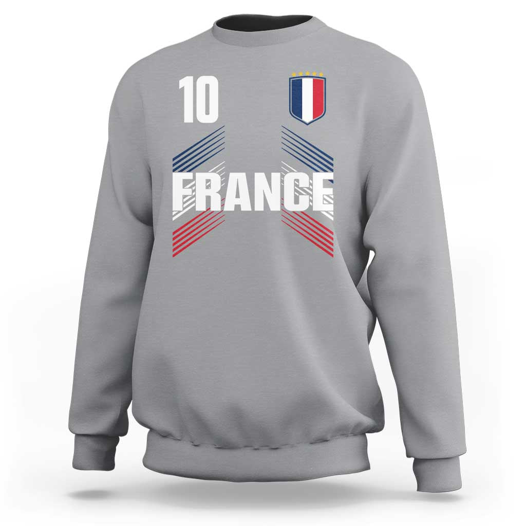 France Soccer Sports Graphic Number 10 Jersey Style Sweatshirt Proud French Football Fans Game Day Pride