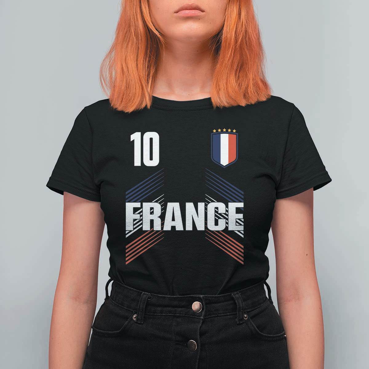 France Soccer Sports Graphic Number 10 Jersey Style T Shirt For Women Proud French Football Fans Game Day Pride