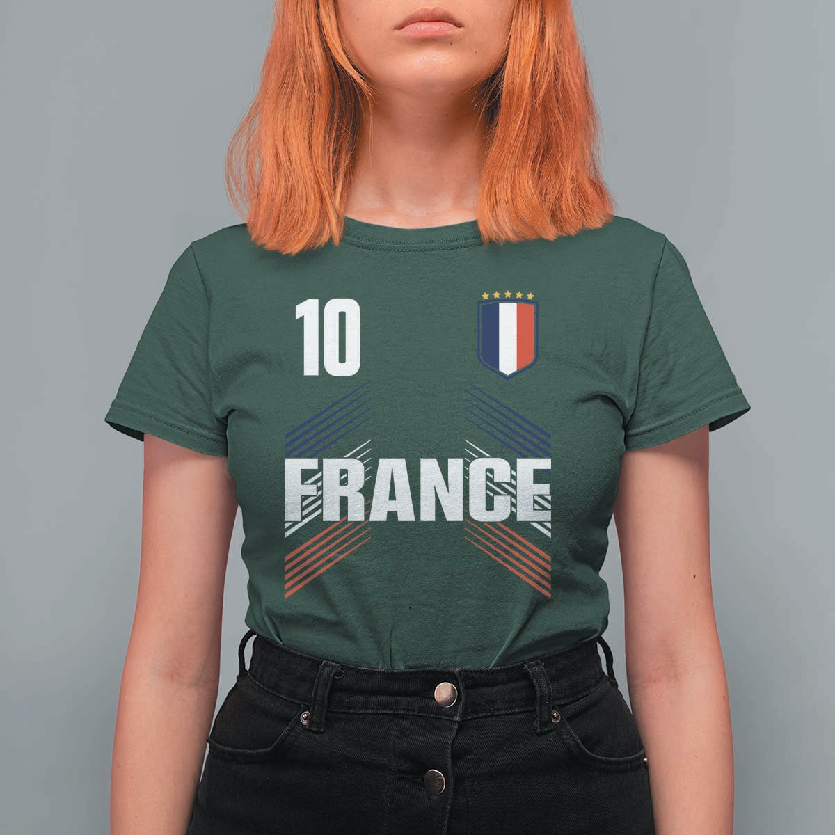 France Soccer Sports Graphic Number 10 Jersey Style T Shirt For Women Proud French Football Fans Game Day Pride