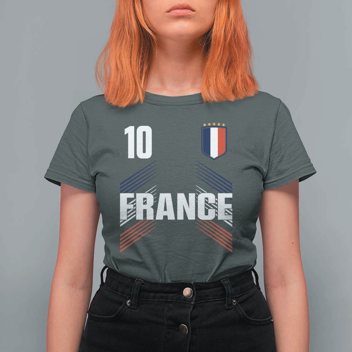 France Soccer Sports Graphic Number 10 Jersey Style T Shirt For Women Proud French Football Fans Game Day Pride