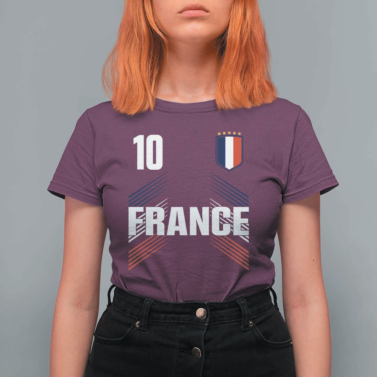 France Soccer Sports Graphic Number 10 Jersey Style T Shirt For Women Proud French Football Fans Game Day Pride