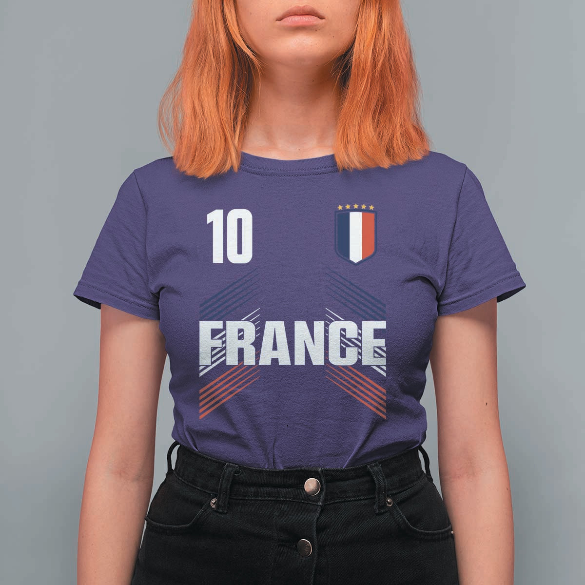 France Soccer Sports Graphic Number 10 Jersey Style T Shirt For Women Proud French Football Fans Game Day Pride