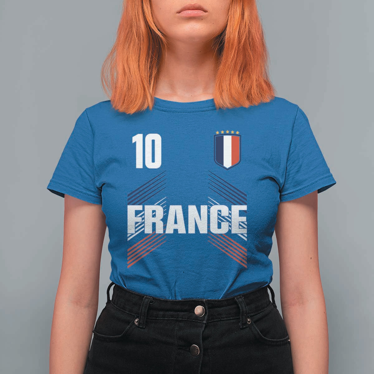 France Soccer Sports Graphic Number 10 Jersey Style T Shirt For Women Proud French Football Fans Game Day Pride