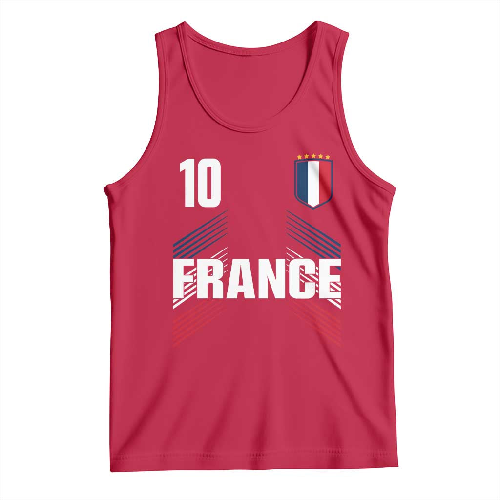 France Soccer Sports Graphic Number 10 Jersey Style Tank Top Proud French Football Fans Game Day Pride
