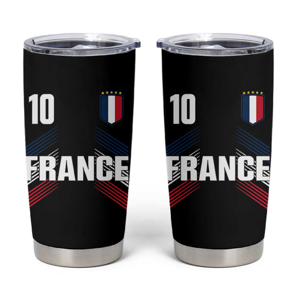 France Soccer Sports Graphic Number 10 Jersey Style Tumbler Cup Proud French Football Fans Game Day Pride