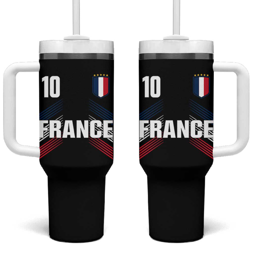 France Soccer Sports Graphic Number 10 Jersey Style Tumbler With Handle Proud French Football Fans Game Day Pride