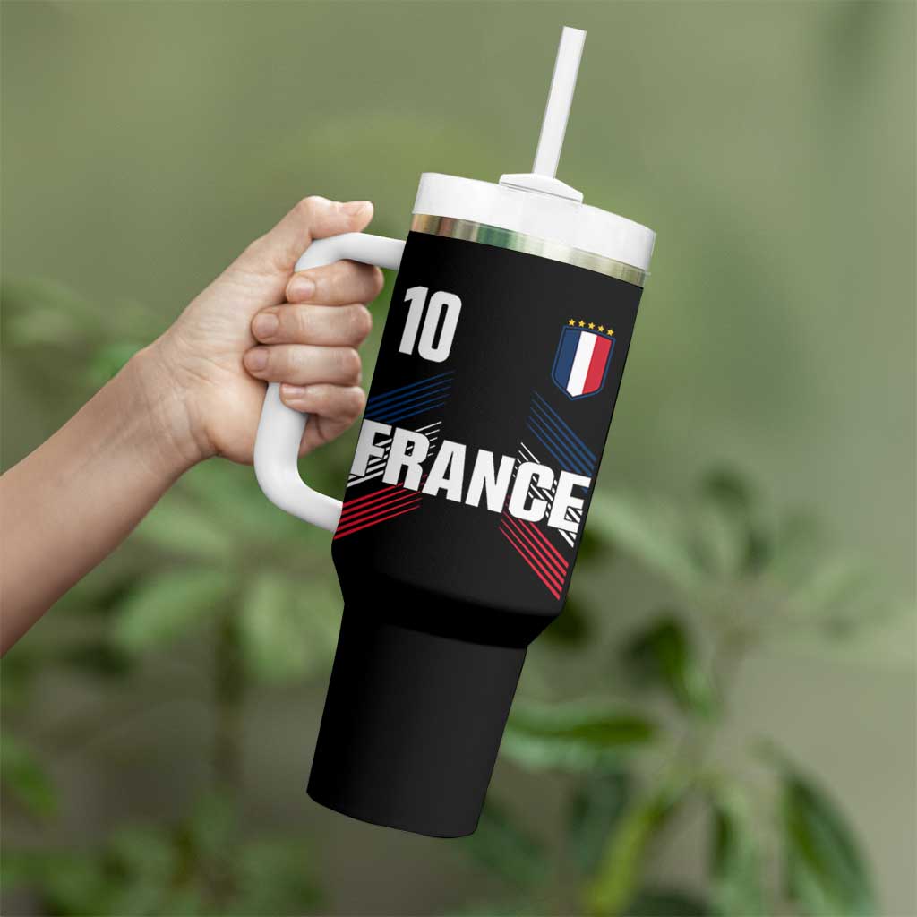 France Soccer Sports Graphic Number 10 Jersey Style Tumbler With Handle Proud French Football Fans Game Day Pride