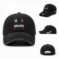 France Soccer Sports Graphic Number 10 Jersey Style Washed Cotton Baseball Cap Proud French Football Fans Game Day Pride