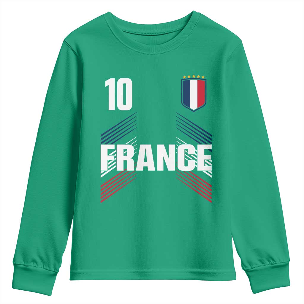 France Soccer Sports Graphic Number 10 Jersey Style Youth Sweatshirt Proud French Football Fans Game Day Pride