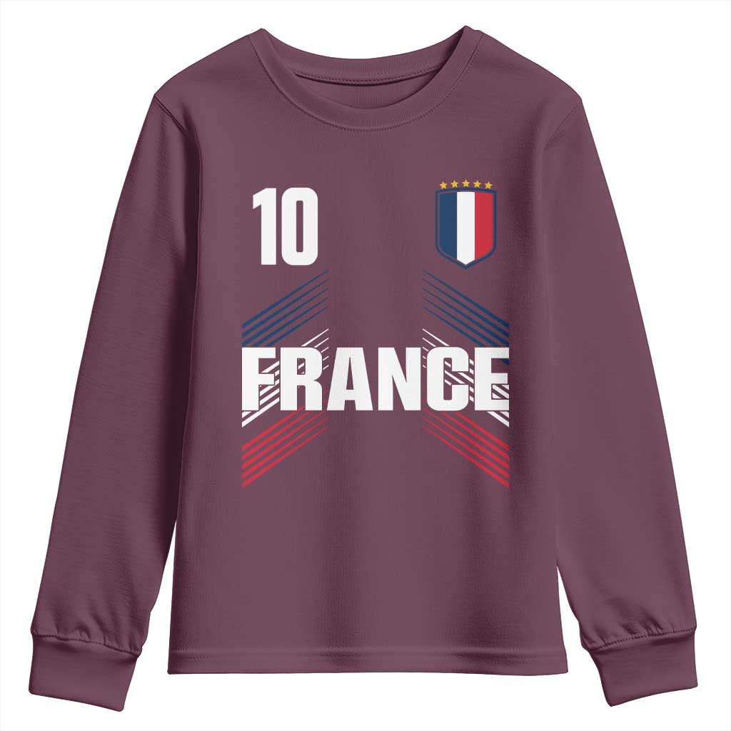 France Soccer Sports Graphic Number 10 Jersey Style Youth Sweatshirt Proud French Football Fans Game Day Pride