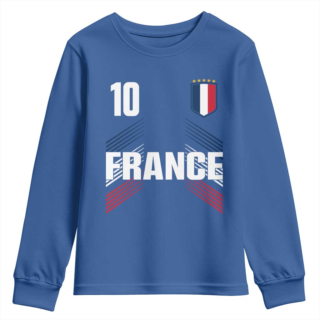 France Soccer Sports Graphic Number 10 Jersey Style Youth Sweatshirt Proud French Football Fans Game Day Pride