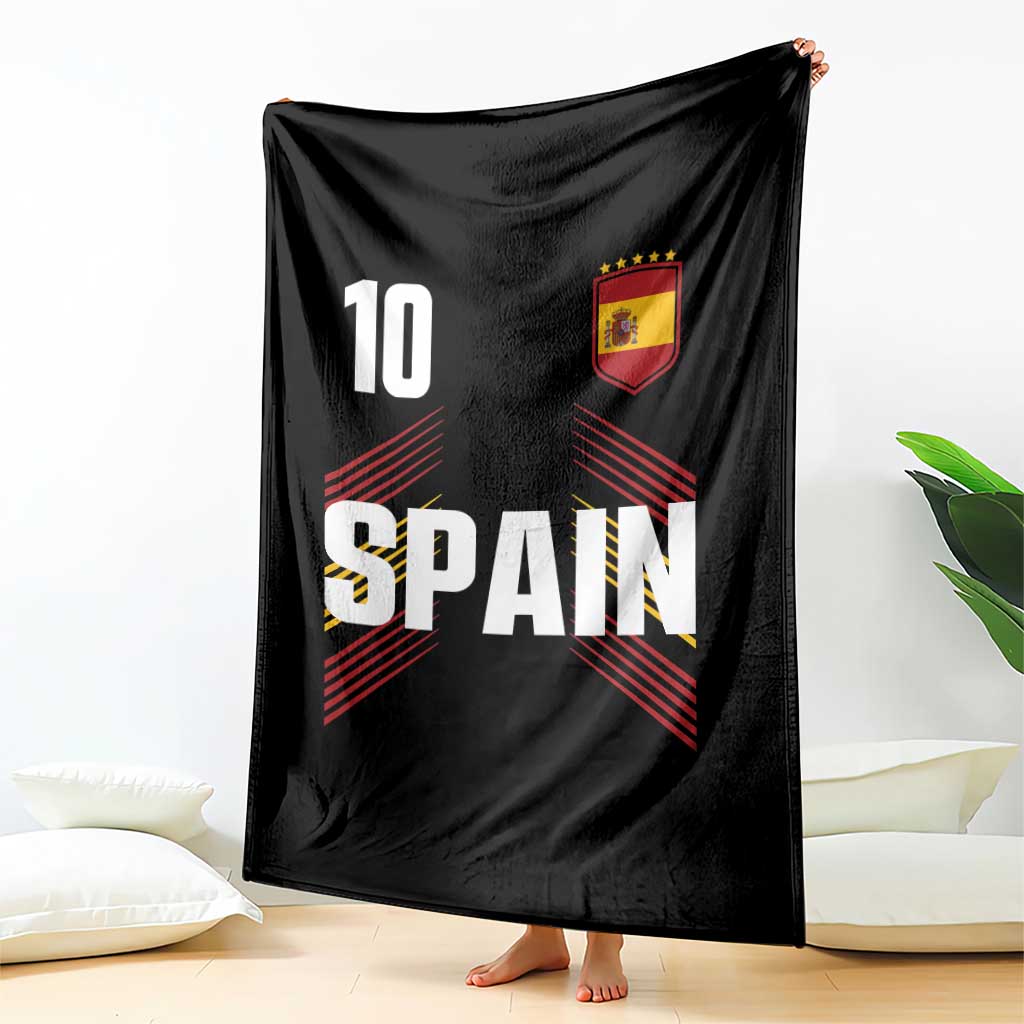Spain Soccer Sports Graphic Number 10 Jersey Style Throw Blanket Proud Spanish Football Fans Game Day Pride