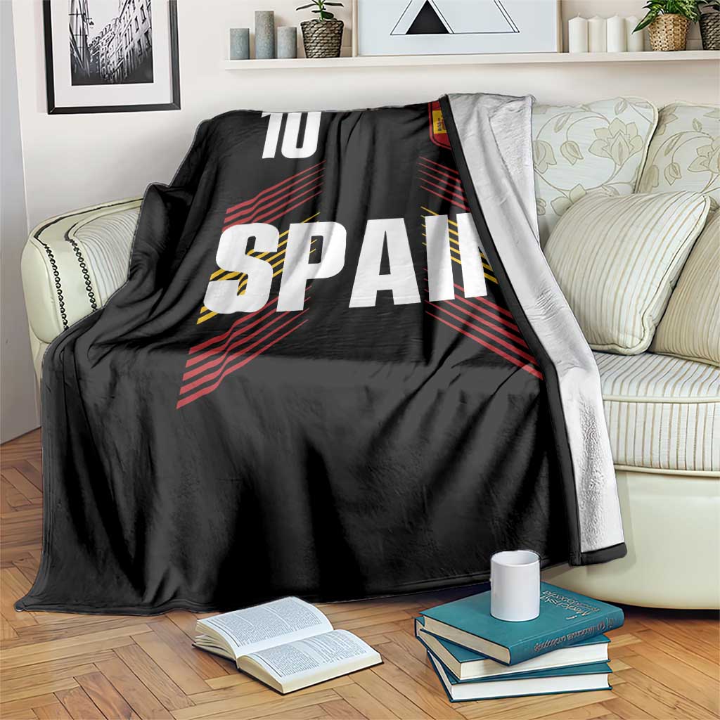 Spain Soccer Sports Graphic Number 10 Jersey Style Throw Blanket Proud Spanish Football Fans Game Day Pride