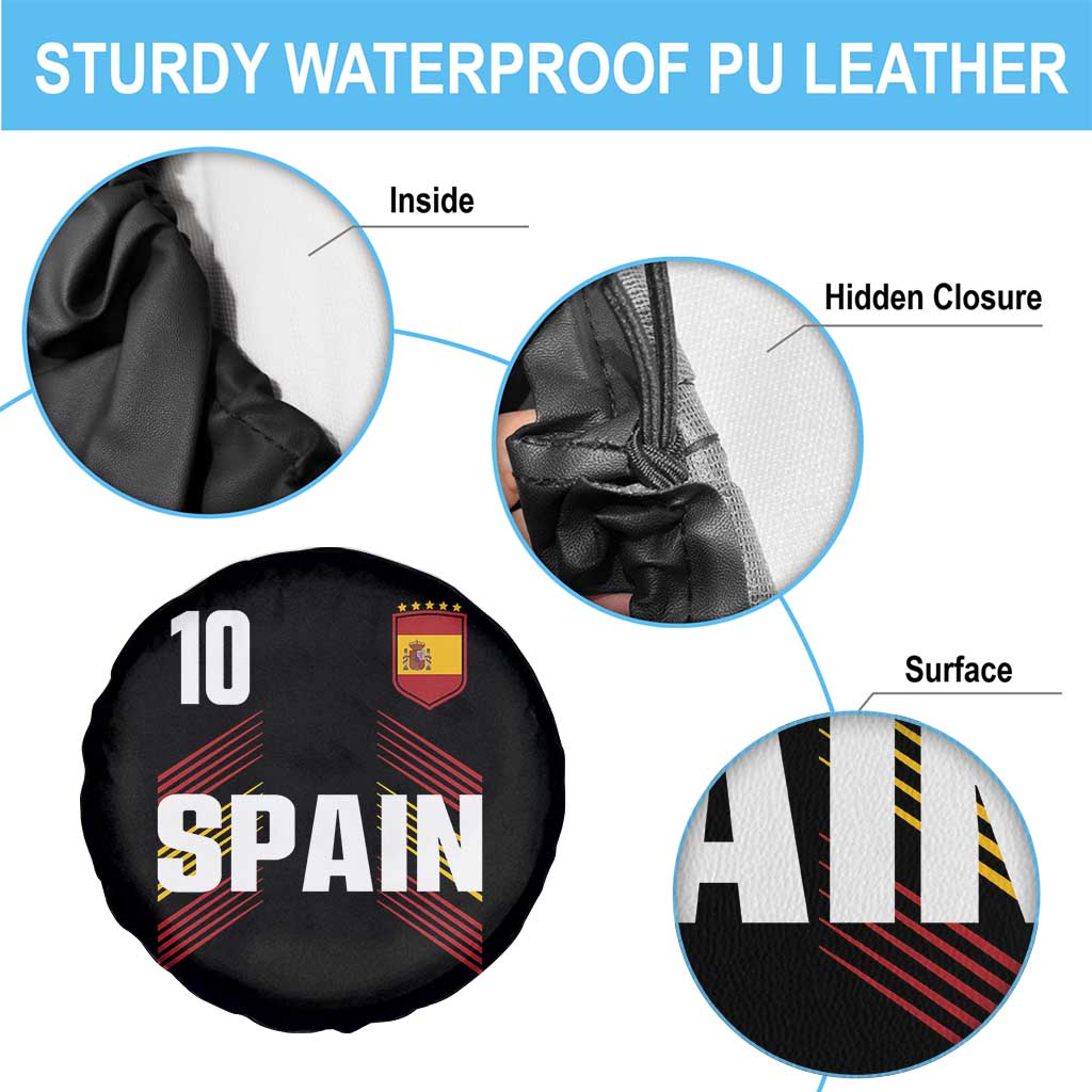 Spain Soccer Sports Graphic Number 10 Jersey Style Spare Tire Cover Proud Spanish Football Fans Game Day Pride