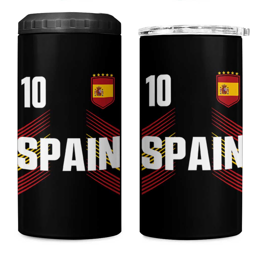 Spain Soccer Sports Graphic Number 10 Jersey Style 4 in 1 Can Cooler Tumbler Proud Spanish Football Fans Game Day Pride