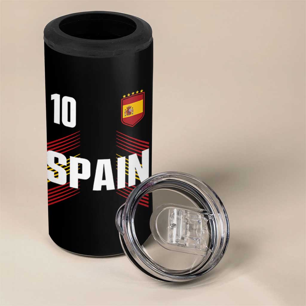 Spain Soccer Sports Graphic Number 10 Jersey Style 4 in 1 Can Cooler Tumbler Proud Spanish Football Fans Game Day Pride