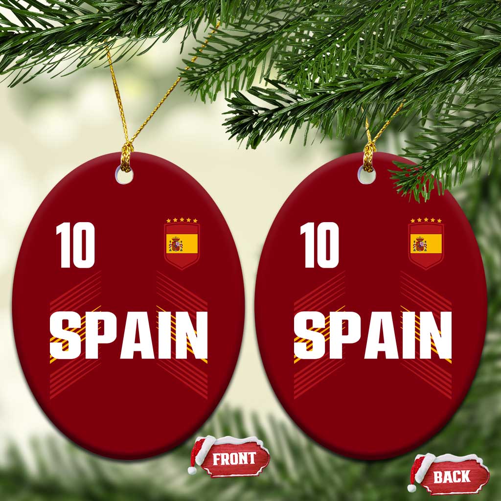 Spain Soccer Sports Graphic Number 10 Jersey Style Ceramic Ornament Proud Spanish Football Fans Game Day Pride