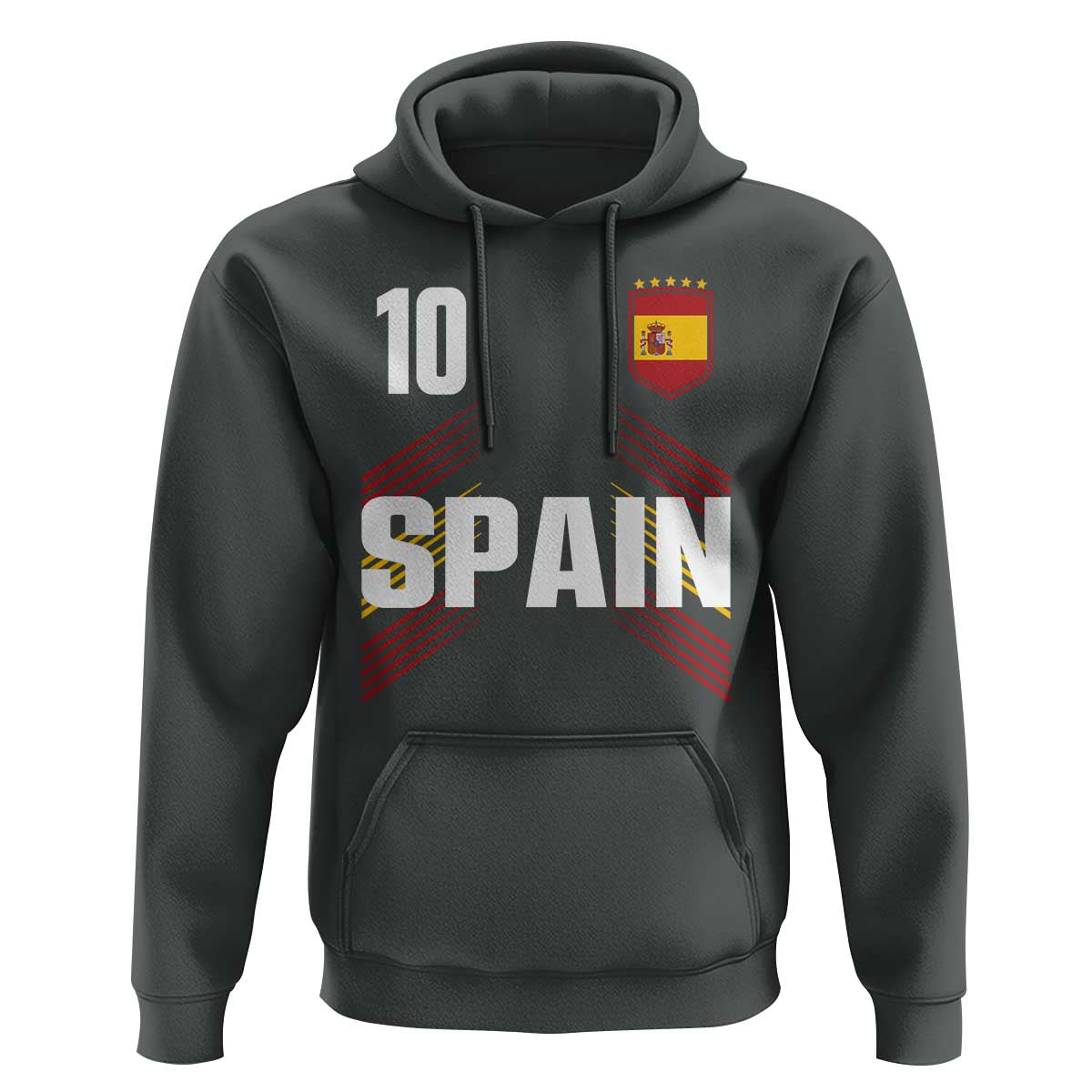 Spain Soccer Sports Graphic Number 10 Jersey Style Hoodie Proud Spanish Football Fans Game Day Pride