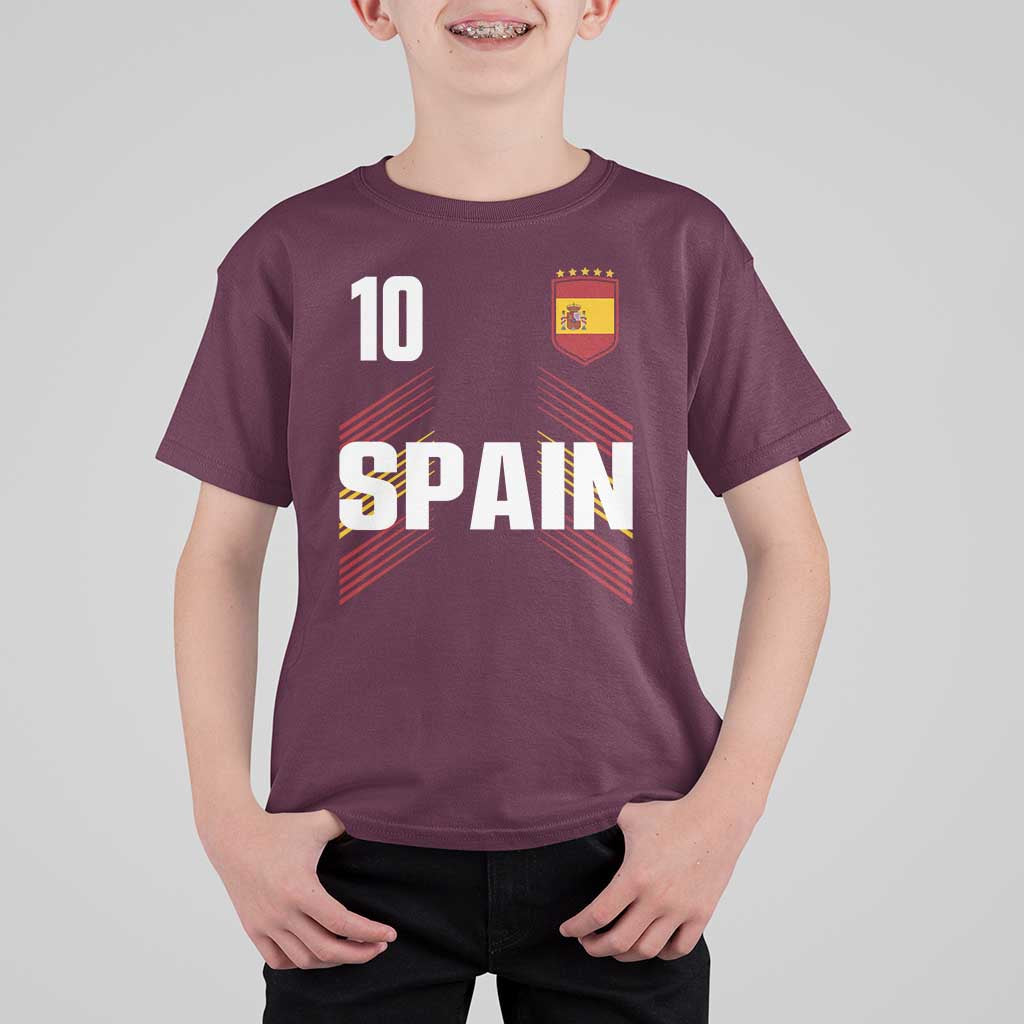 Spain Soccer Sports Graphic Number 10 Jersey Style T Shirt For Kid Proud Spanish Football Fans Game Day Pride