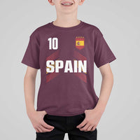 Spain Soccer Sports Graphic Number 10 Jersey Style T Shirt For Kid Proud Spanish Football Fans Game Day Pride
