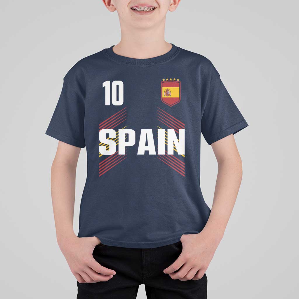Spain Soccer Sports Graphic Number 10 Jersey Style T Shirt For Kid Proud Spanish Football Fans Game Day Pride