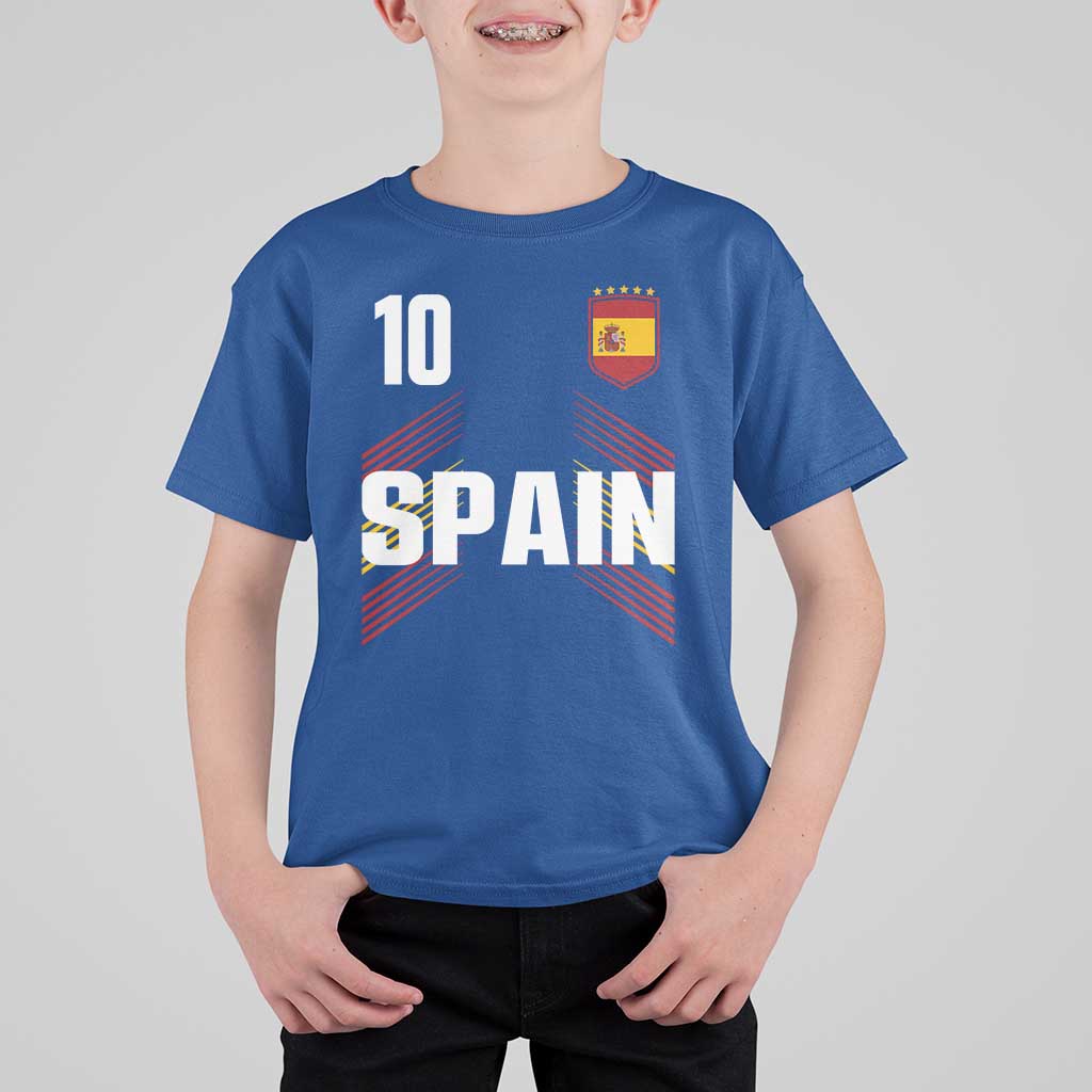 Spain Soccer Sports Graphic Number 10 Jersey Style T Shirt For Kid Proud Spanish Football Fans Game Day Pride