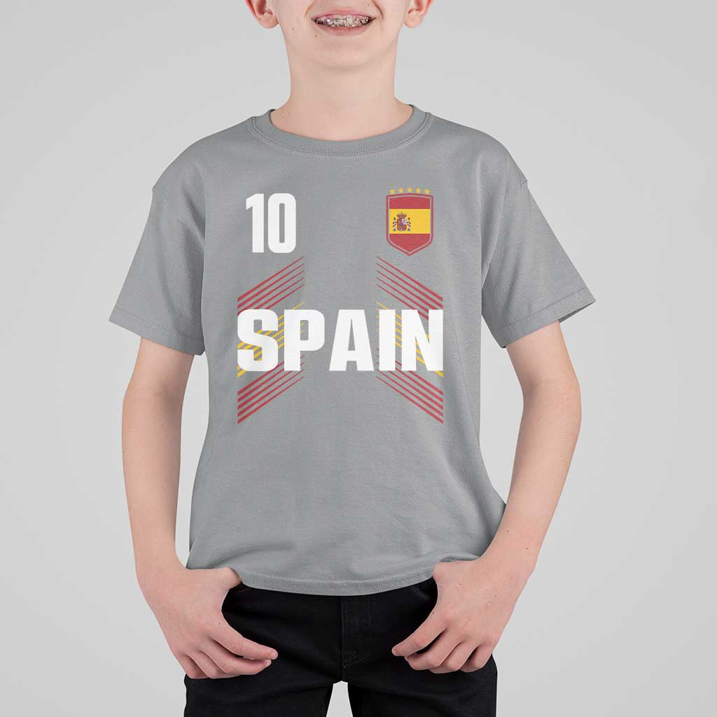 Spain Soccer Sports Graphic Number 10 Jersey Style T Shirt For Kid Proud Spanish Football Fans Game Day Pride