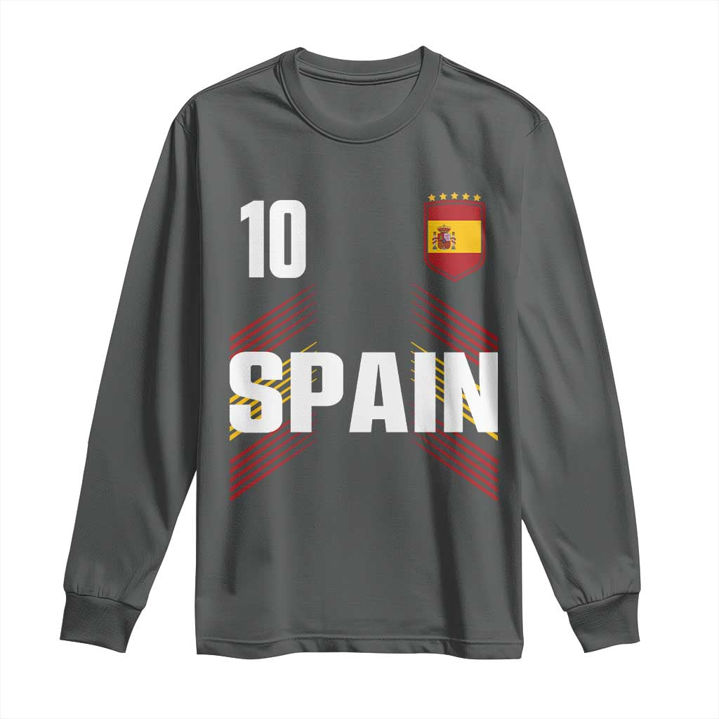 Spain Soccer Sports Graphic Number 10 Jersey Style Long Sleeve Shirt Proud Spanish Football Fans Game Day Pride