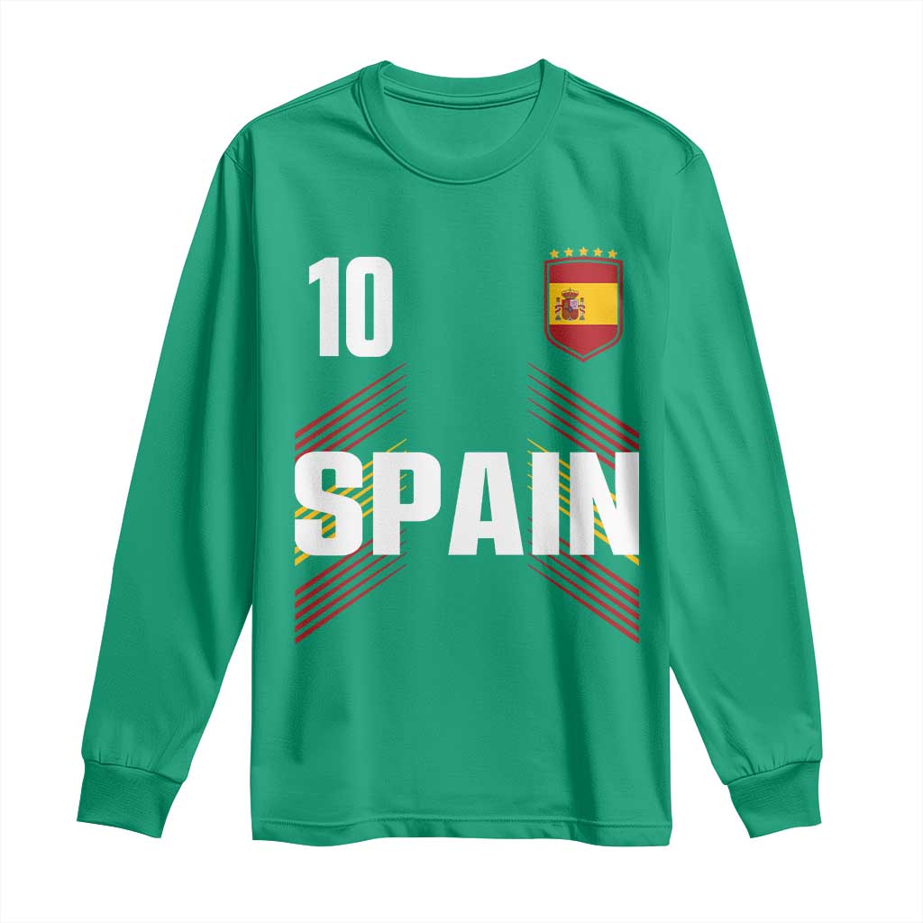 Spain Soccer Sports Graphic Number 10 Jersey Style Long Sleeve Shirt Proud Spanish Football Fans Game Day Pride