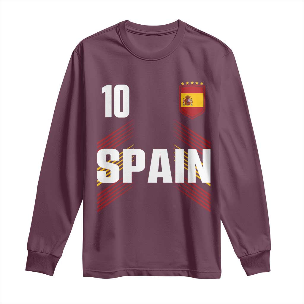 Spain Soccer Sports Graphic Number 10 Jersey Style Long Sleeve Shirt Proud Spanish Football Fans Game Day Pride