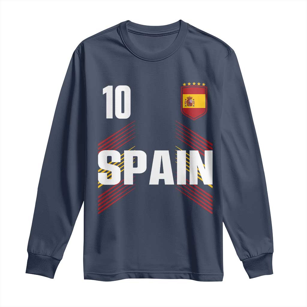 Spain Soccer Sports Graphic Number 10 Jersey Style Long Sleeve Shirt Proud Spanish Football Fans Game Day Pride