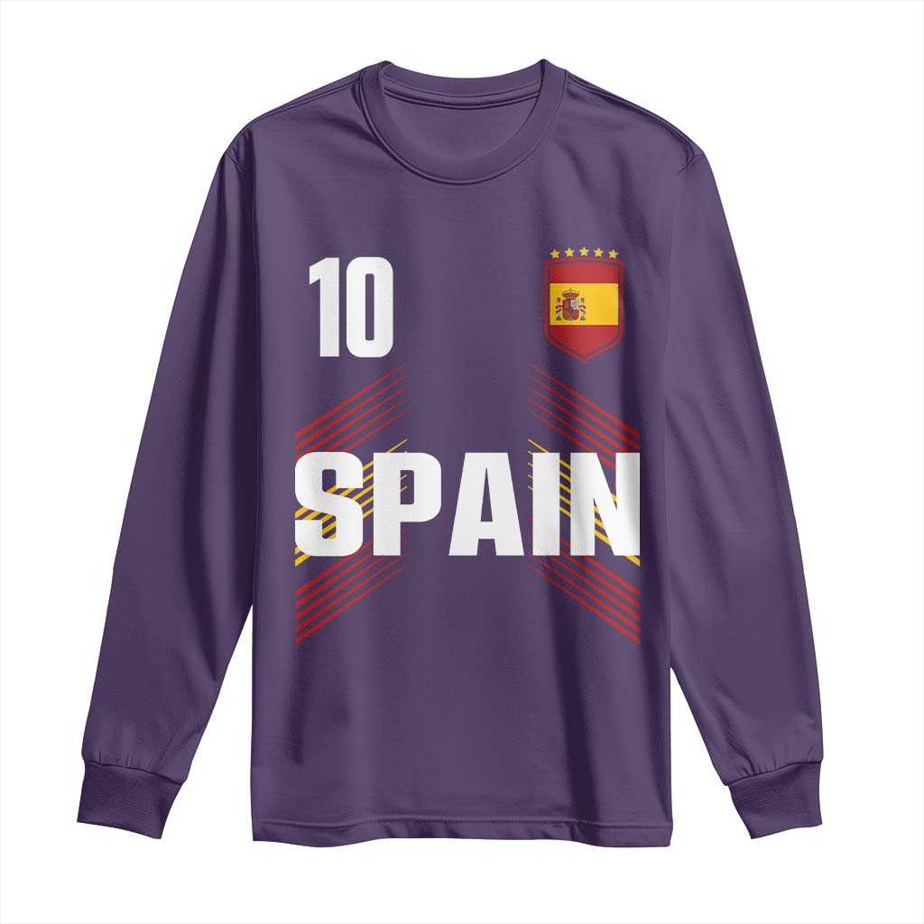 Spain Soccer Sports Graphic Number 10 Jersey Style Long Sleeve Shirt Proud Spanish Football Fans Game Day Pride