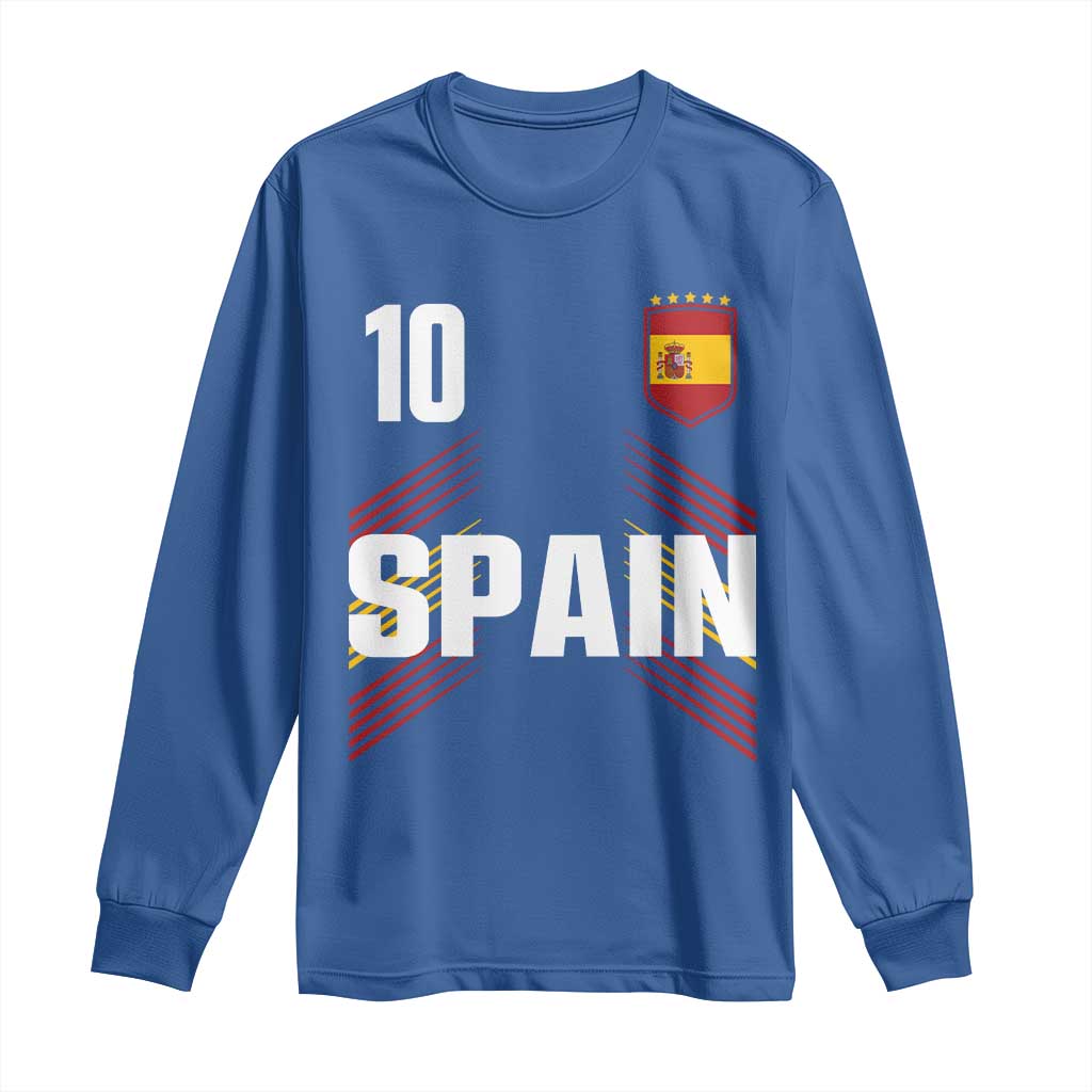 Spain Soccer Sports Graphic Number 10 Jersey Style Long Sleeve Shirt Proud Spanish Football Fans Game Day Pride