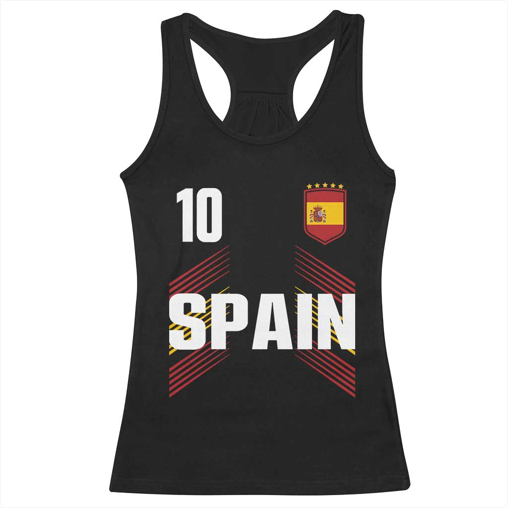 Spain Soccer Sports Graphic Number 10 Jersey Style Racerback Tank Top Proud Spanish Football Fans Game Day Pride