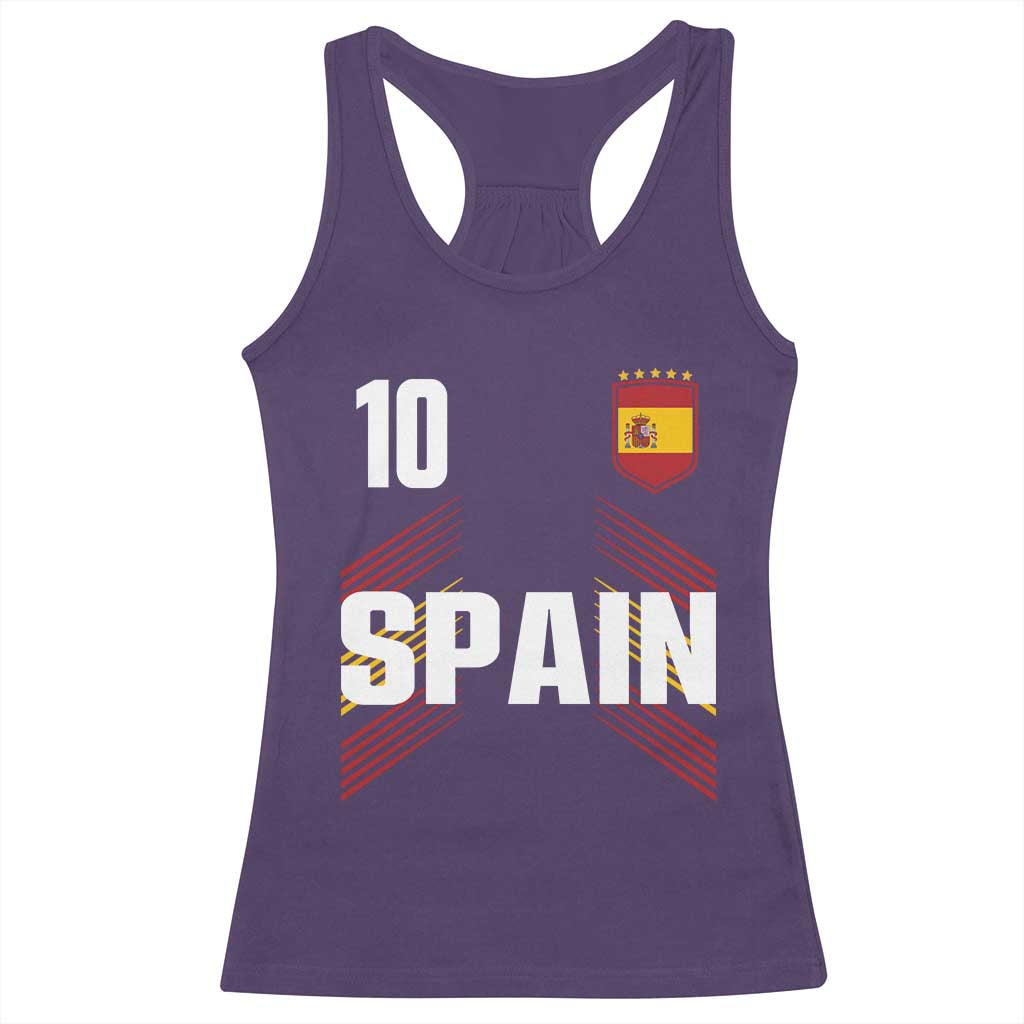 Spain Soccer Sports Graphic Number 10 Jersey Style Racerback Tank Top Proud Spanish Football Fans Game Day Pride
