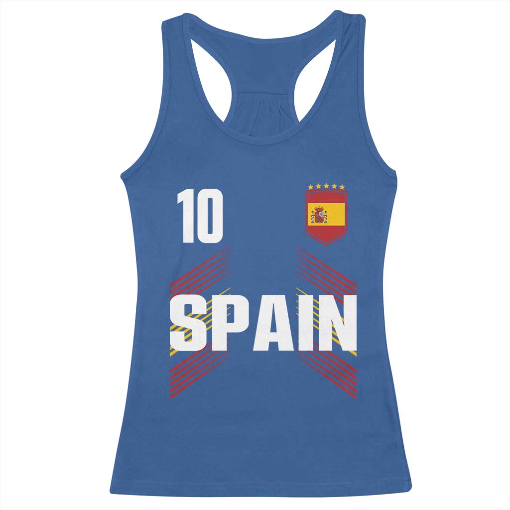 Spain Soccer Sports Graphic Number 10 Jersey Style Racerback Tank Top Proud Spanish Football Fans Game Day Pride
