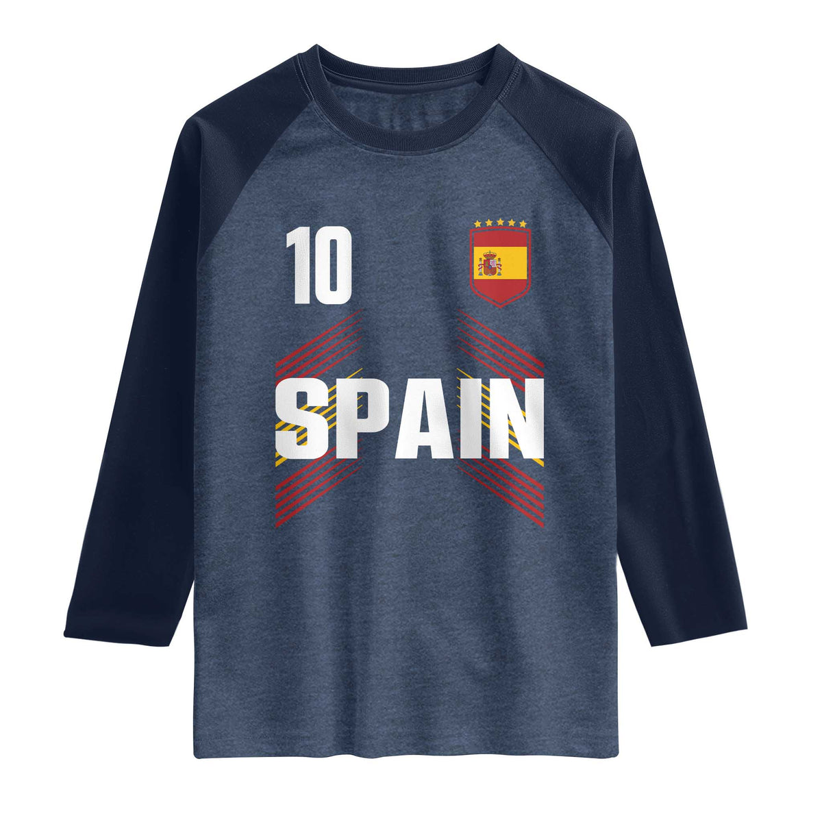 Spain Soccer Sports Graphic Number 10 Jersey Style Raglan Shirt Proud Spanish Football Fans Game Day Pride