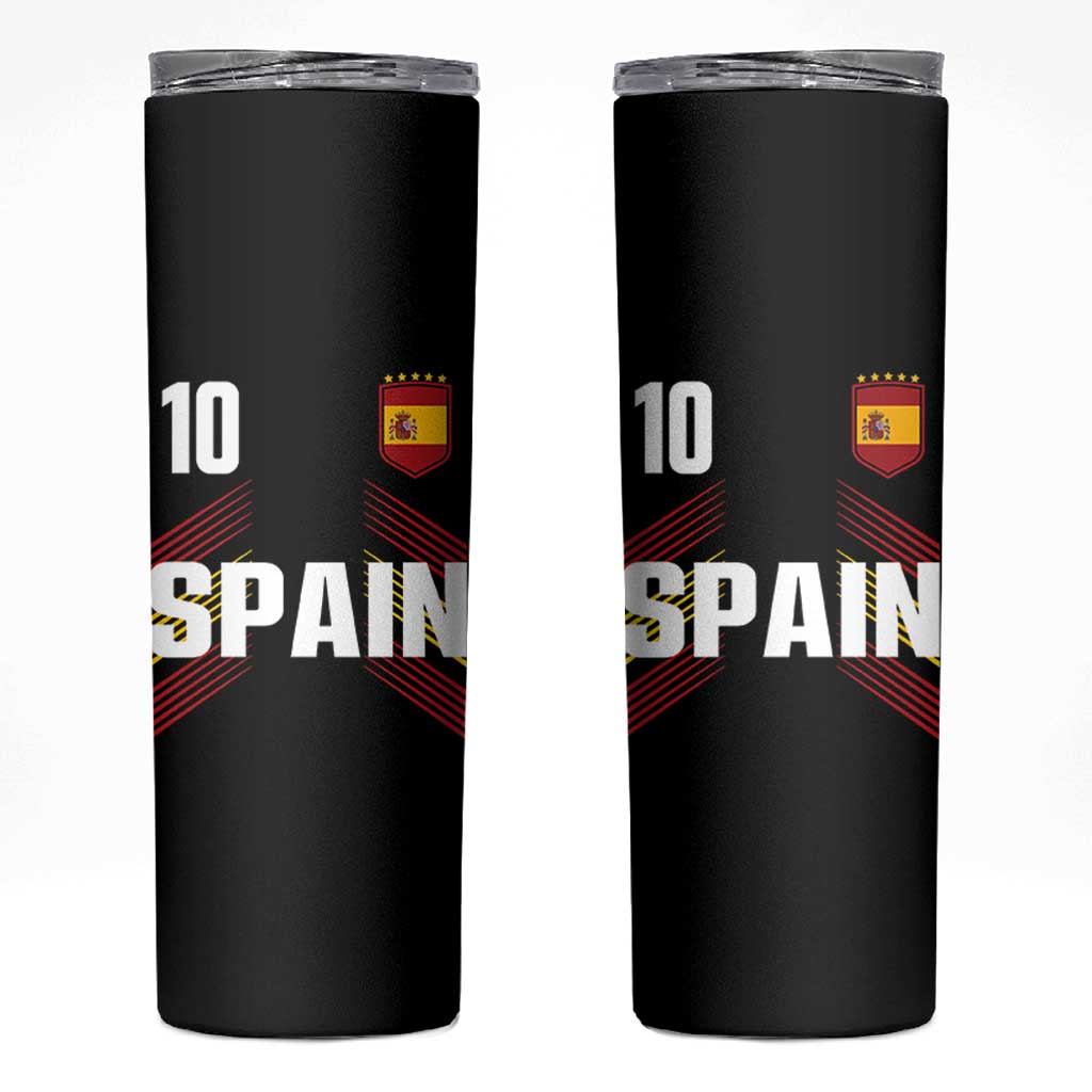 Spain Soccer Sports Graphic Number 10 Jersey Style Skinny Tumbler Proud Spanish Football Fans Game Day Pride