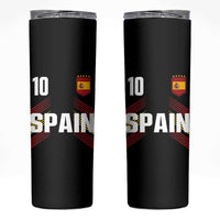 Spain Soccer Sports Graphic Number 10 Jersey Style Skinny Tumbler Proud Spanish Football Fans Game Day Pride