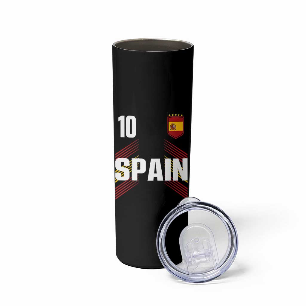 Spain Soccer Sports Graphic Number 10 Jersey Style Skinny Tumbler Proud Spanish Football Fans Game Day Pride