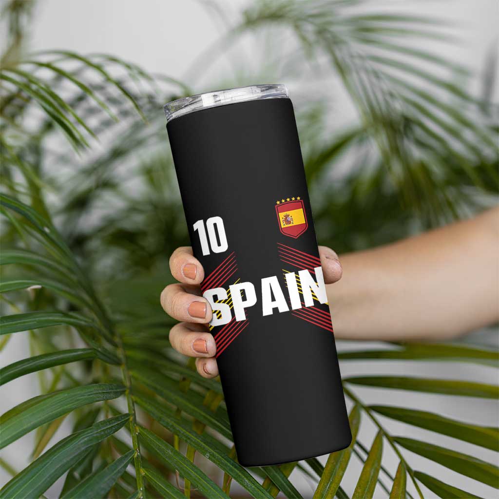 Spain Soccer Sports Graphic Number 10 Jersey Style Skinny Tumbler Proud Spanish Football Fans Game Day Pride