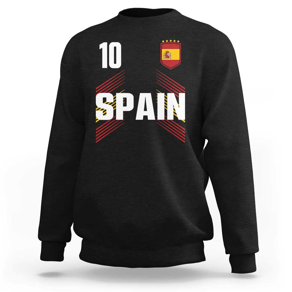 Spain Soccer Sports Graphic Number 10 Jersey Style Sweatshirt Proud Spanish Football Fans Game Day Pride