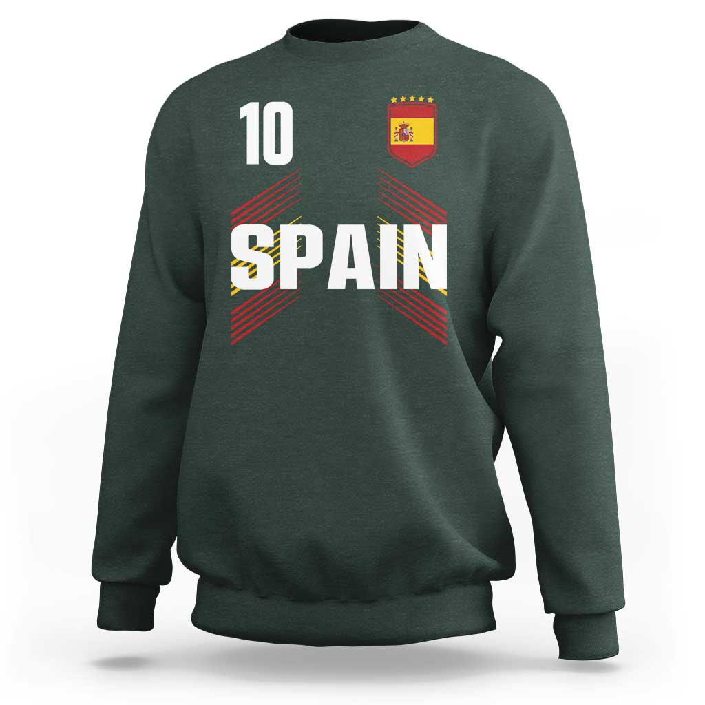 Spain Soccer Sports Graphic Number 10 Jersey Style Sweatshirt Proud Spanish Football Fans Game Day Pride