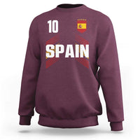 Spain Soccer Sports Graphic Number 10 Jersey Style Sweatshirt Proud Spanish Football Fans Game Day Pride